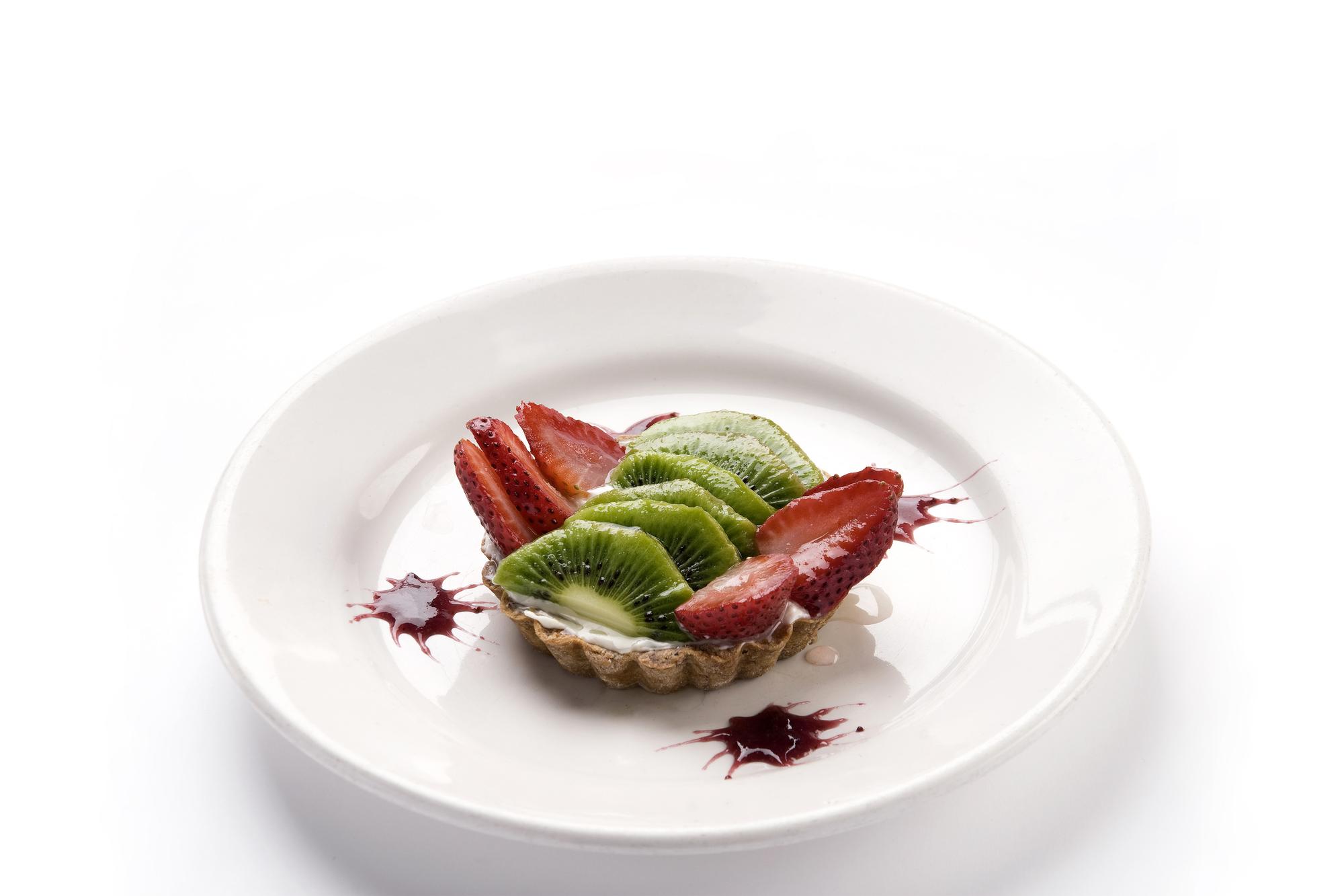 Close-up of plated starter with minimal garnish