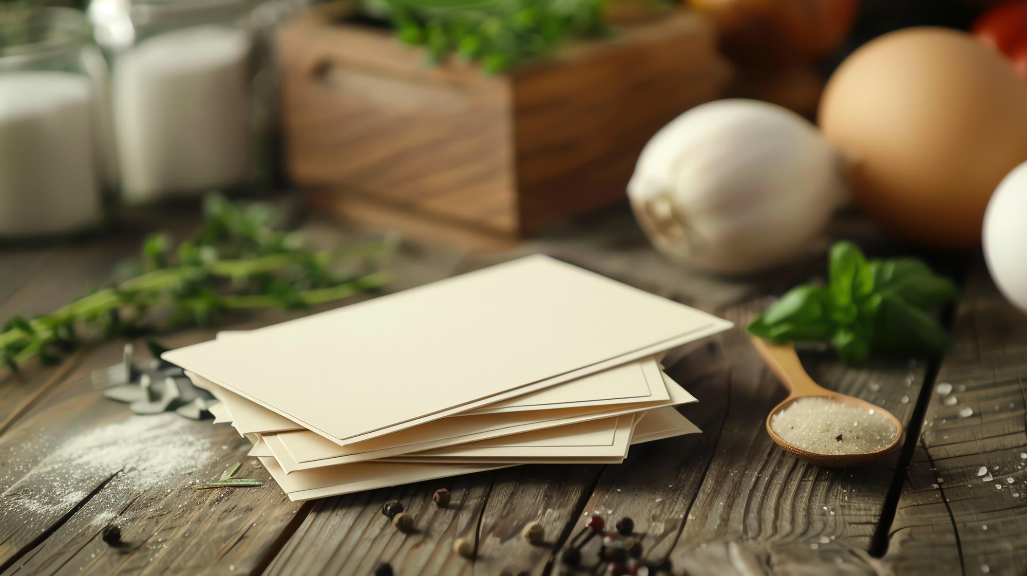 Three arranged recipe booklets on table